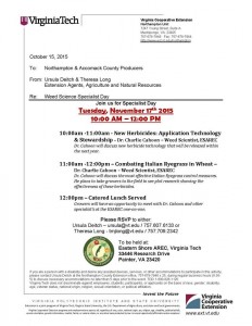 Specialist Day will be held at the Eastern Shore AREC on Tuesday Nov. 17th.